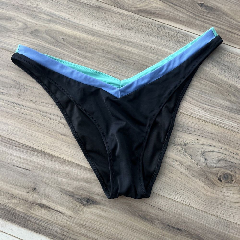 PINK Victoria's Secret Women's V-Front Itsy Bikini Bottom Blk Blue Size XXL NWT